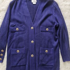 Vintage Purple Striped Oversized Cardigan Made In Italy By Medici Womens Size L